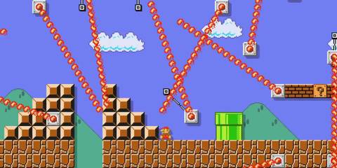 Mario Dodging Flame Pillars In Super Mario Maker 2 