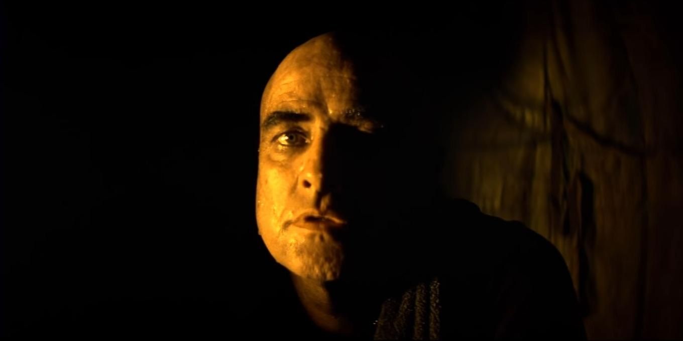 Marlon Brando as Col Kurtz in the shadows in Apocalypse Now