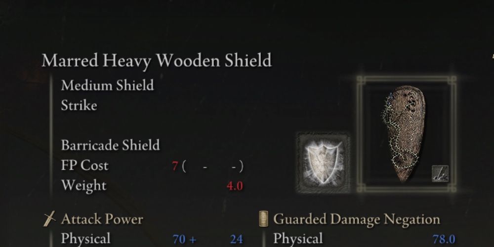 The game page of the Marred Wooden shield