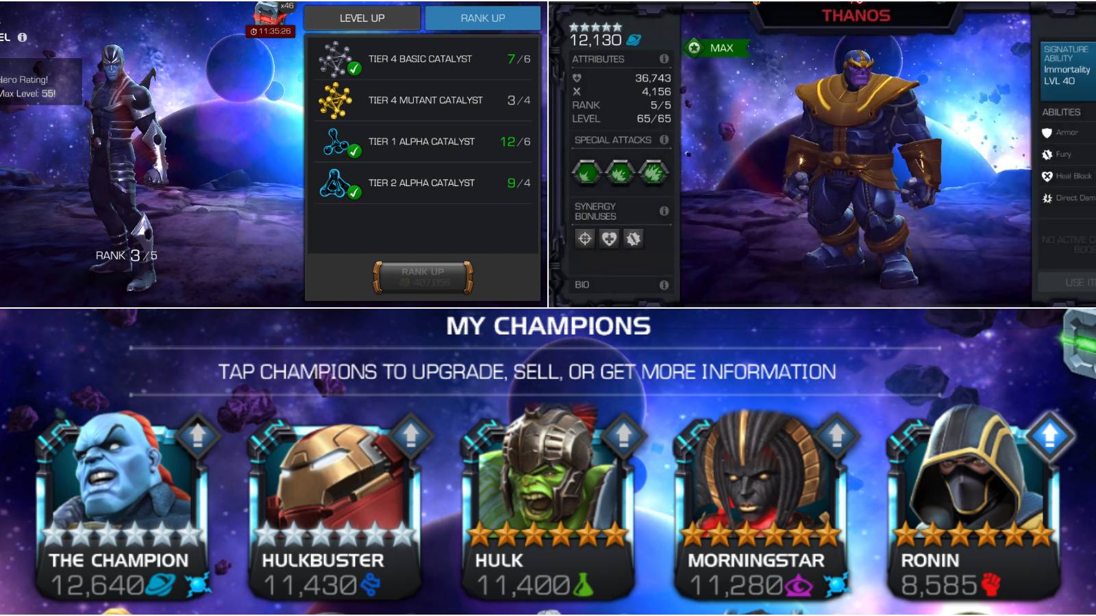Showcase of 5-Star Characters in Marvel Contest of Champions