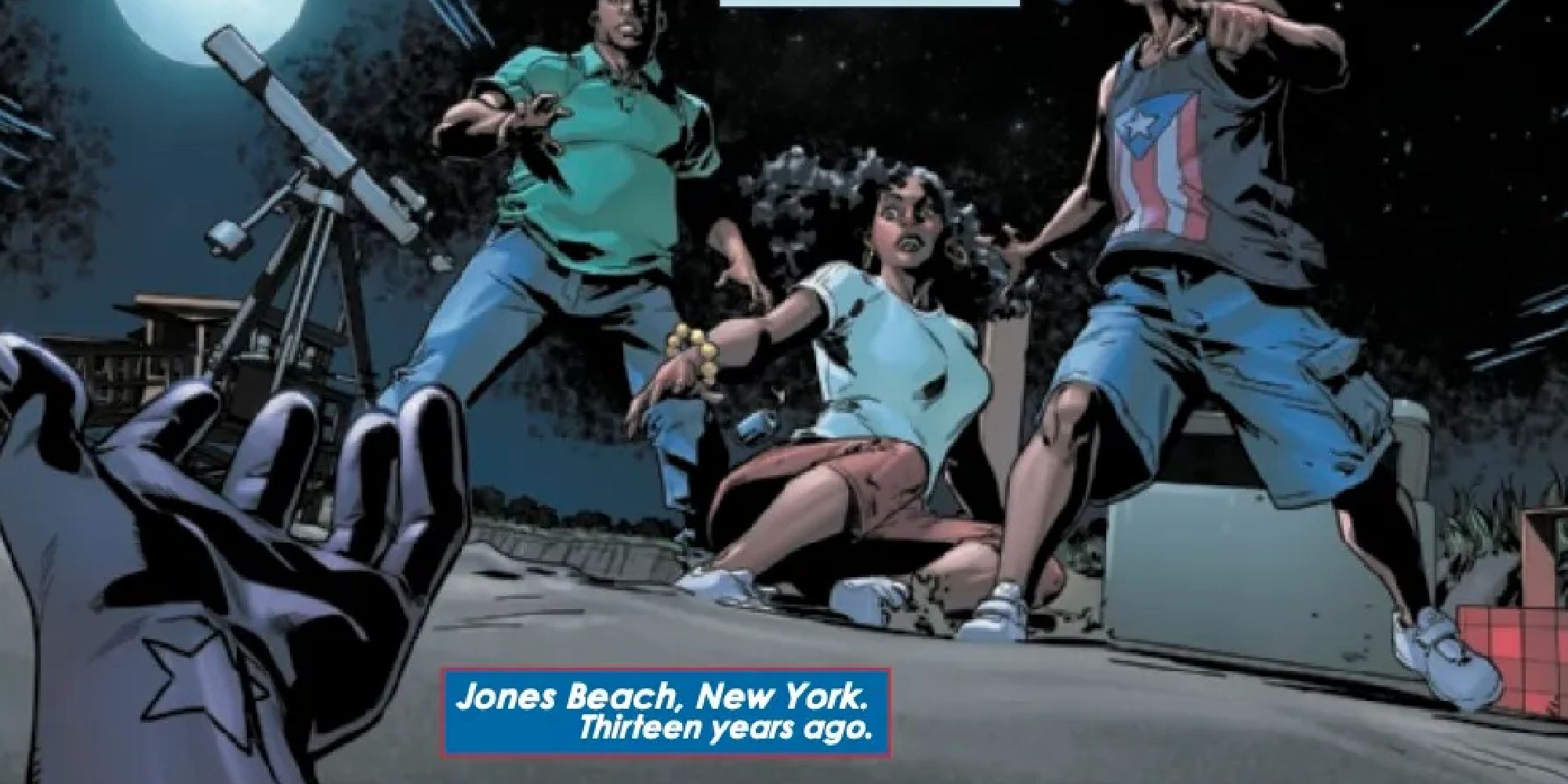 America discovered on Jones Beach by the Santana family in the comics