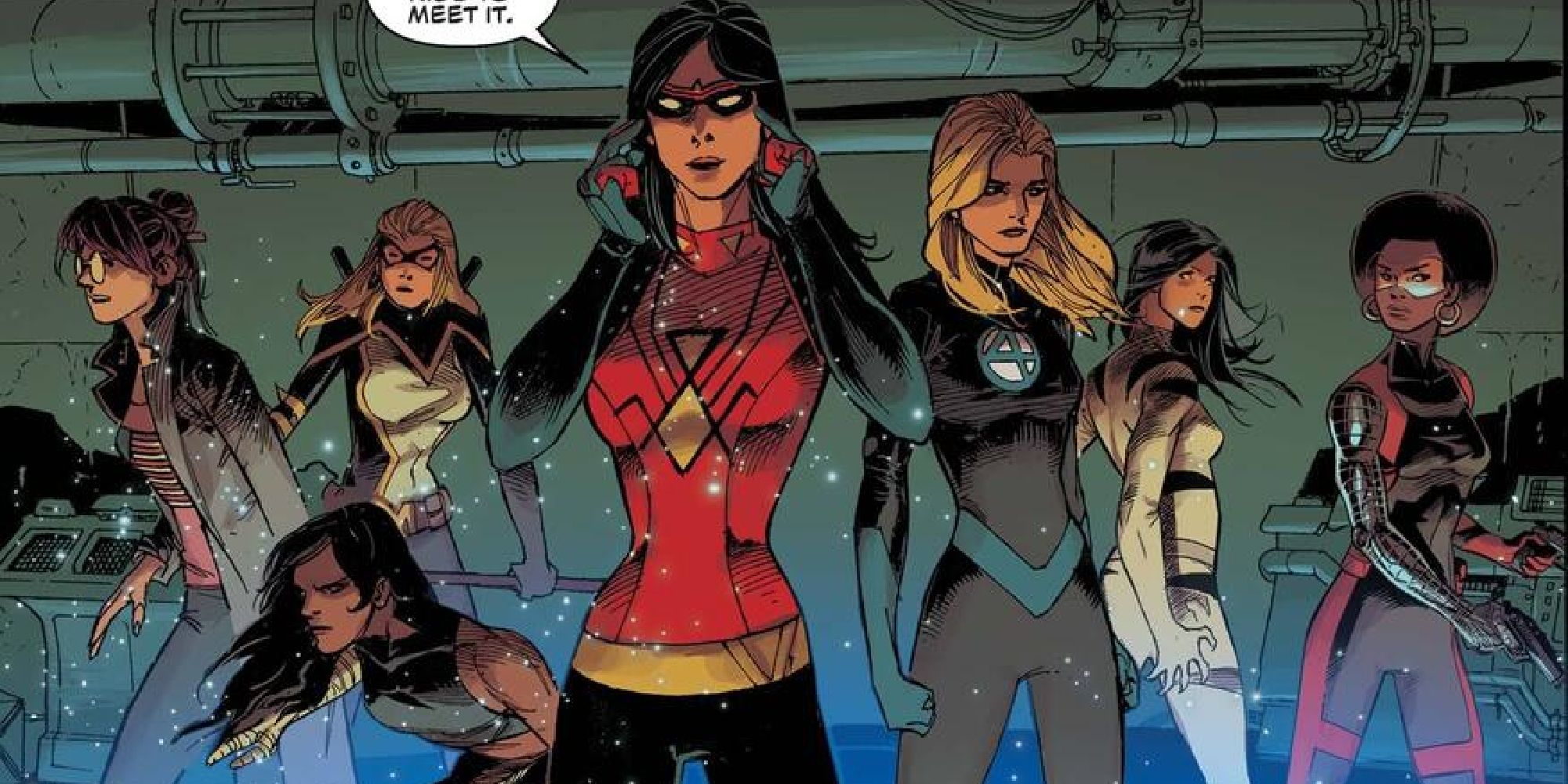 The Daughters of Liberty in the comics, including Jessica Drew, Sue Storm, and Maya Lopez