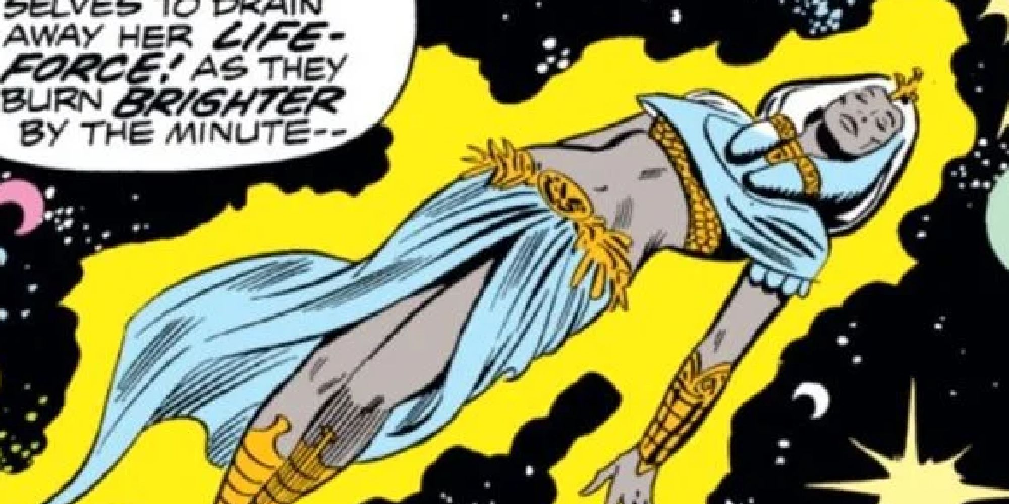 Isis floating through outer space in Marvel Comics