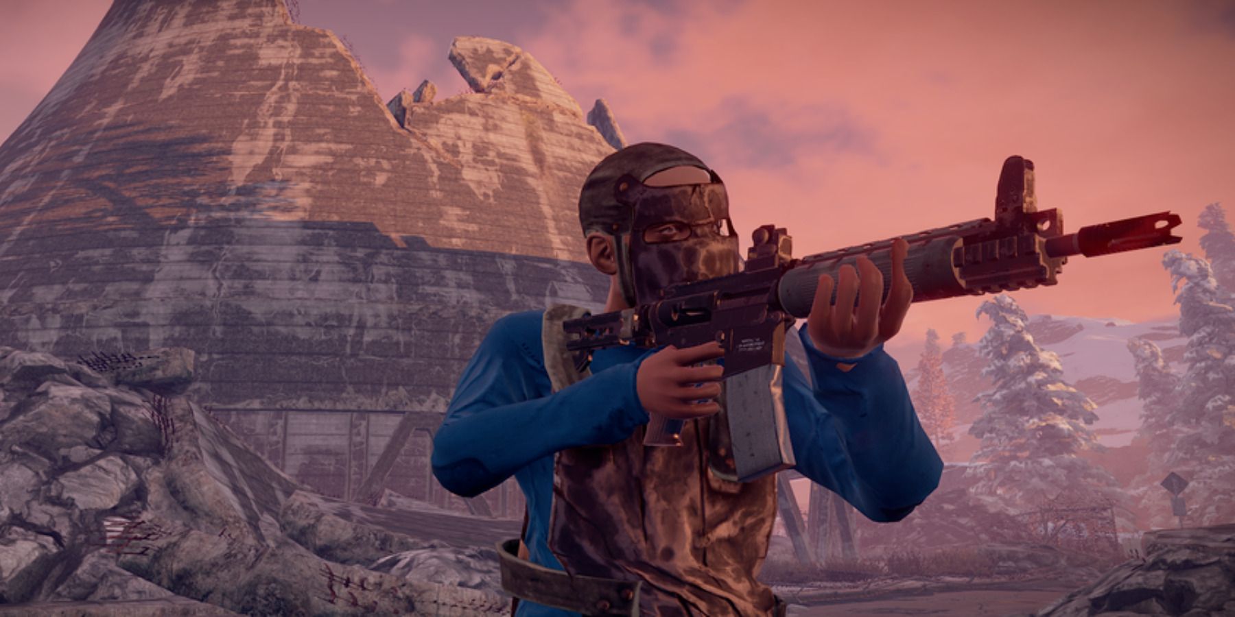 Player using the Metal Armor in Rust.