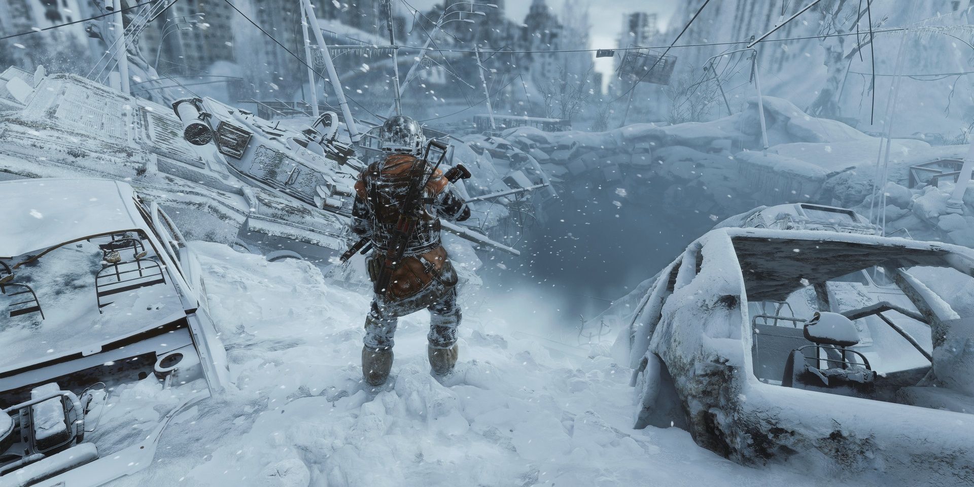 A Metro Exodus level that is filled with snow