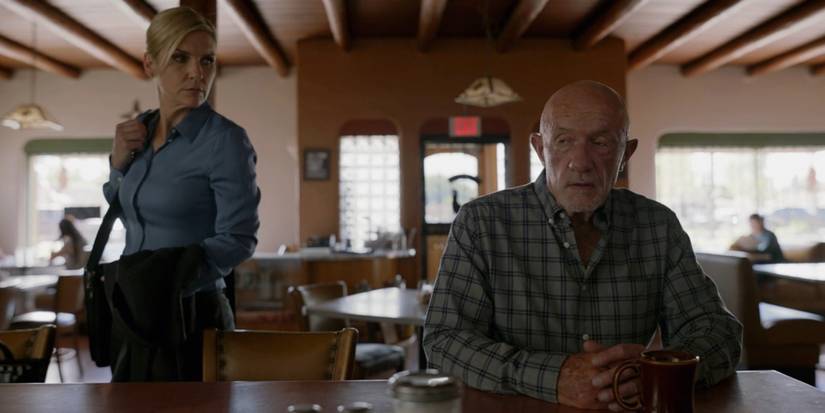 Rhea Seehorn Kim Wexler next to Mike Better Call Saul