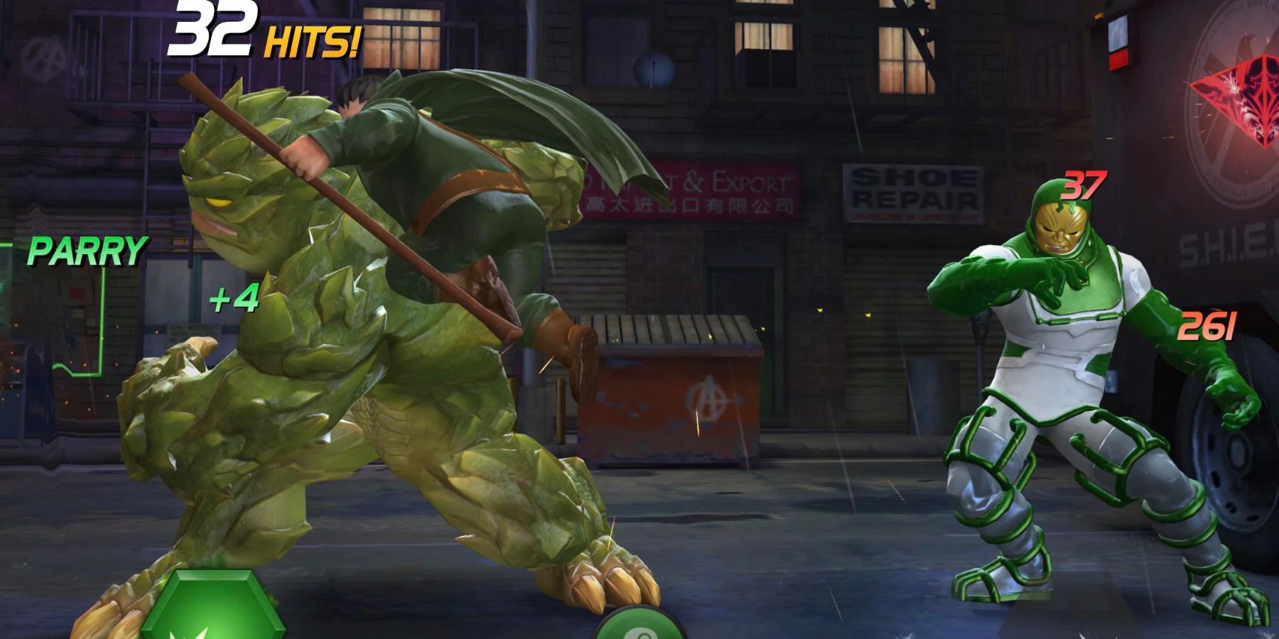 Mole Man fighting Pyscho Man in Marvel Contest of Champions.