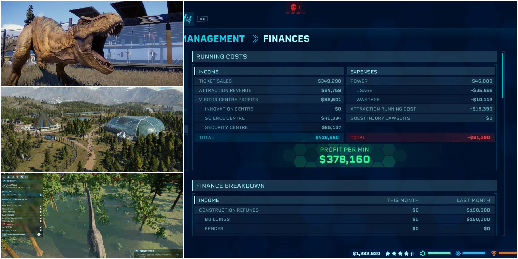 Various ways players can earn more money in Jurassic World Evolution 2.
