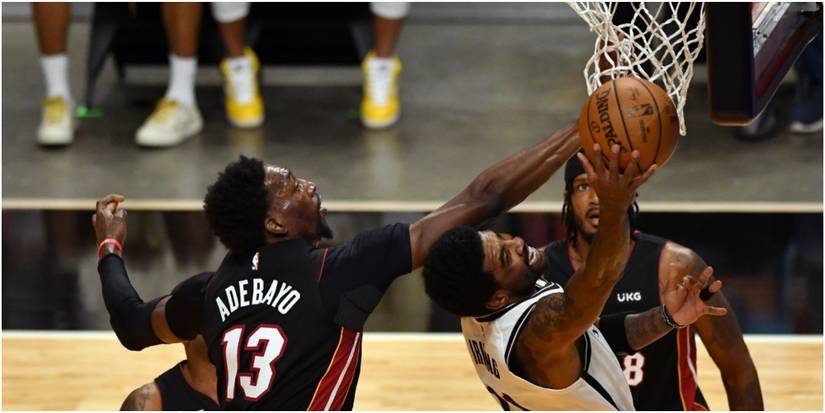 NBA 2K22 Bam Adebayo Reaches Out To Block A Shot