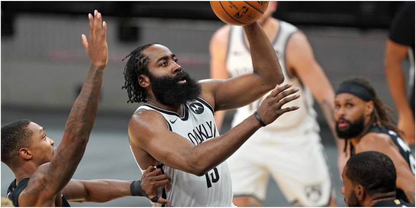 NBA 2K22 James Harden Getting Off A Shot In Traffic