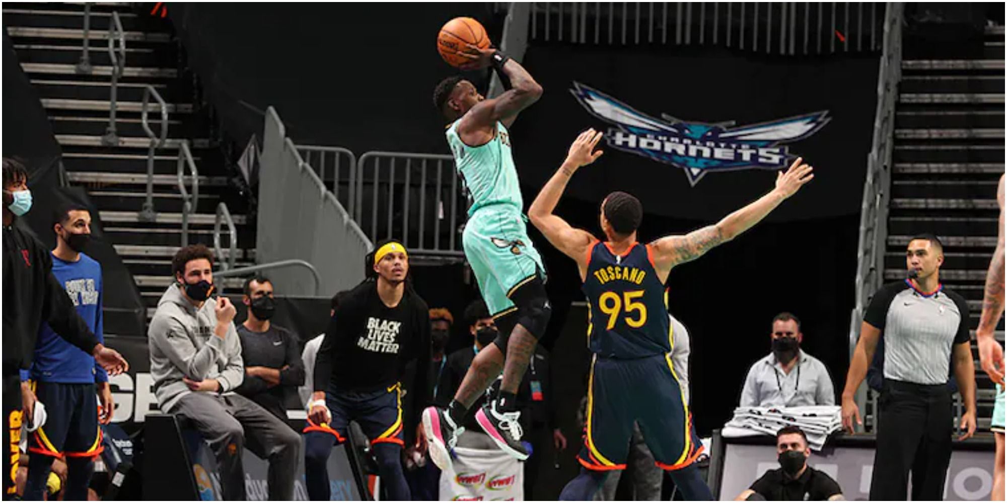 NBA 2K22 Terry Rozier Gets Up High For A Long Bomb