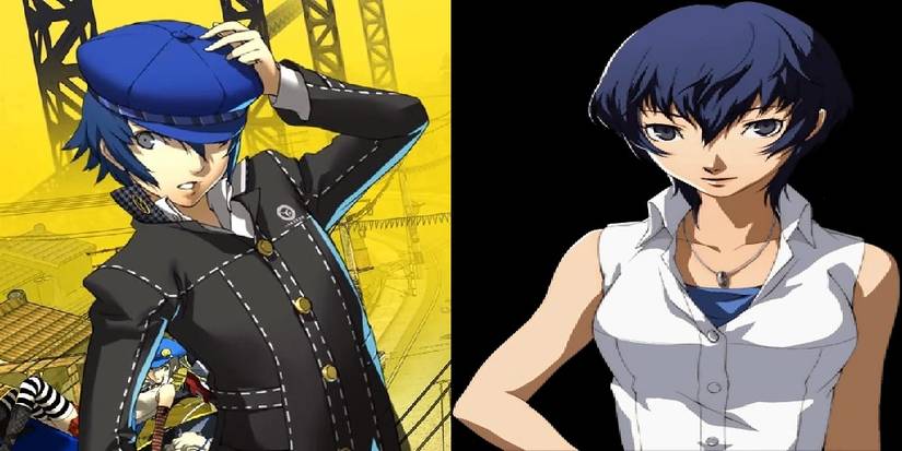 Split image of Naoto Shirogane in a Persona 4 promotional image and her in-game portrait