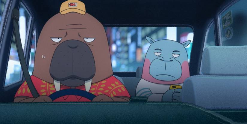 Odd Taxi Odokawa giving Kabasawa a ride