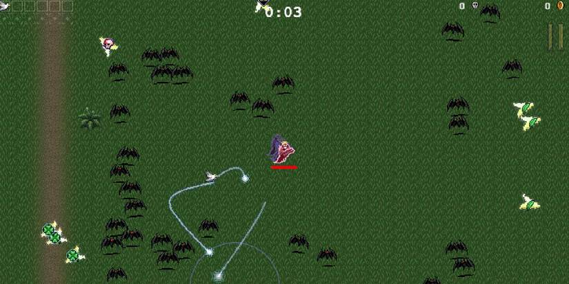 Toastie starting a run in Green Acres in Vampire Survivors