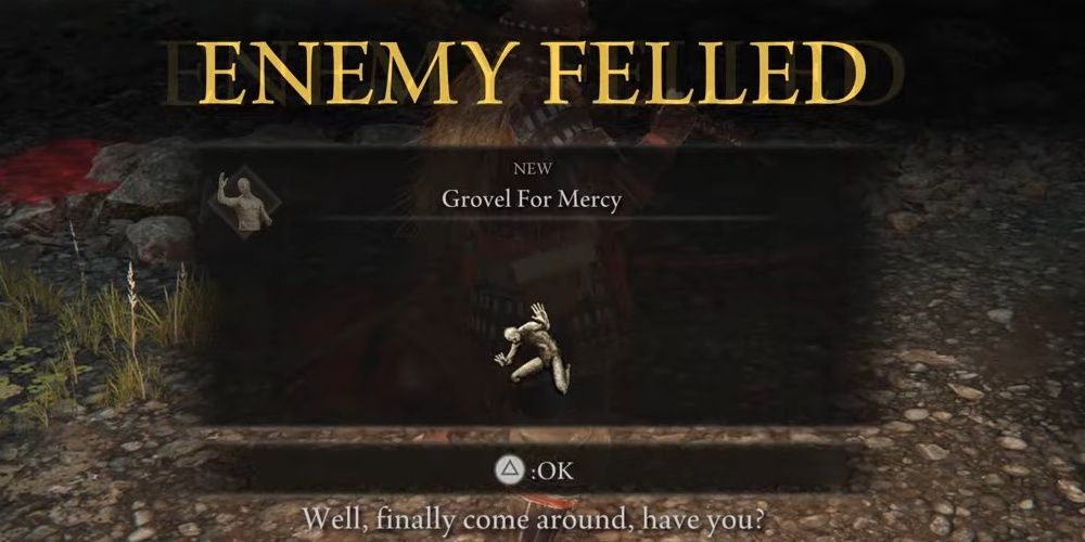 Player Earning The Grovel For Mercy Reaction 