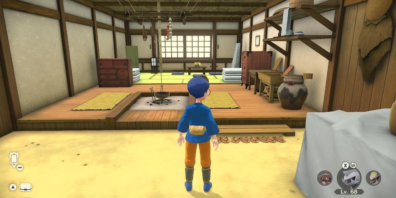 The interior of the house for Request 16 in Pokemon Legends Arceus