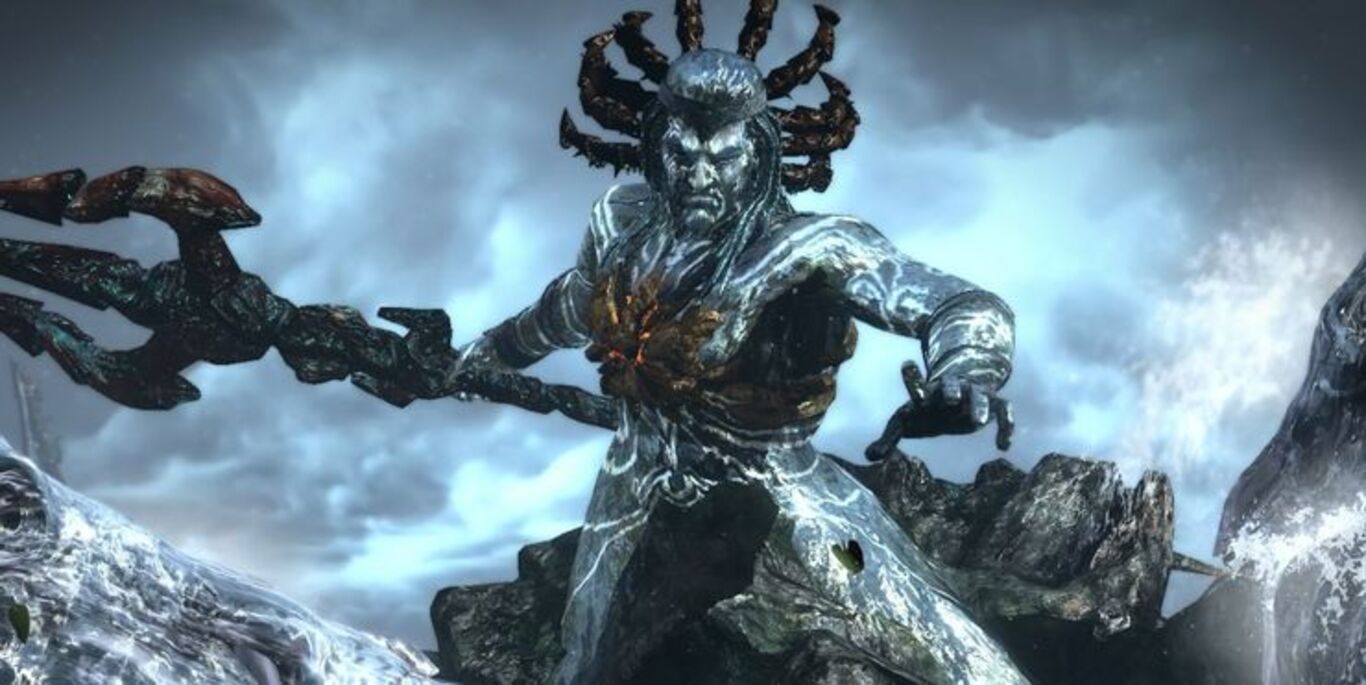Poseidon in action pose in god of war 3