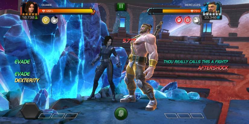 Quake fighting Hercules in Marvel Contest of Champions.