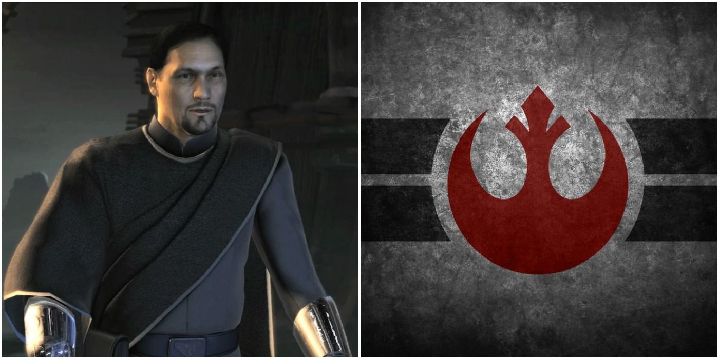 Bail Organa in Star Wars: The Force Unleashed and the Rebel Logo