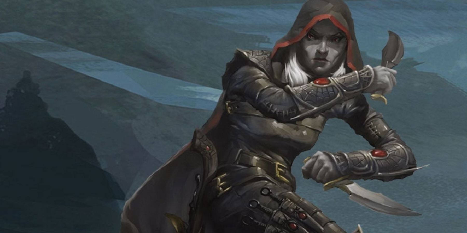 A drow rogue in official Dungeons and Dragons 5e art