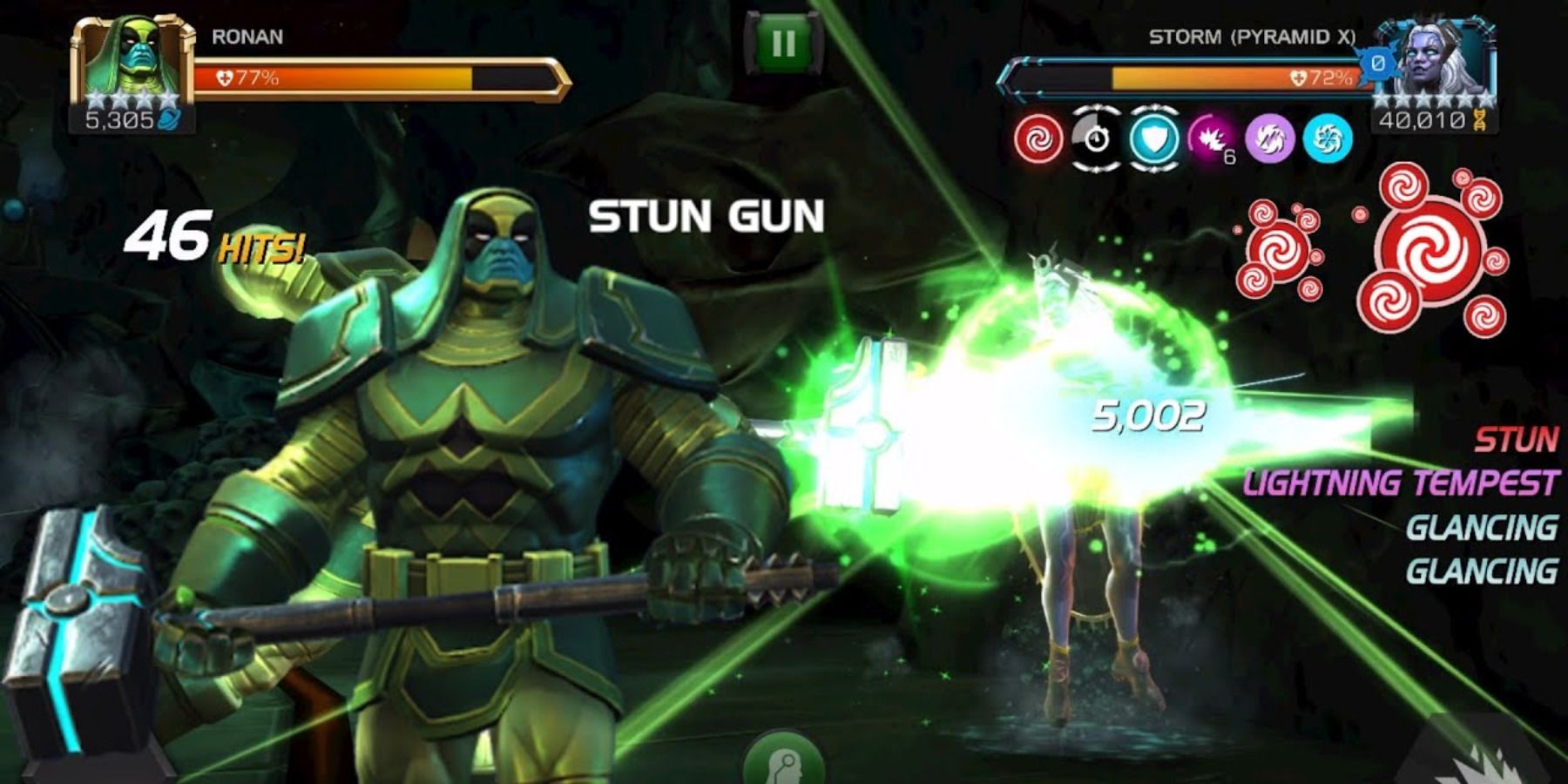 Ronan Marvel fighting Storm in Contest of Champions.
