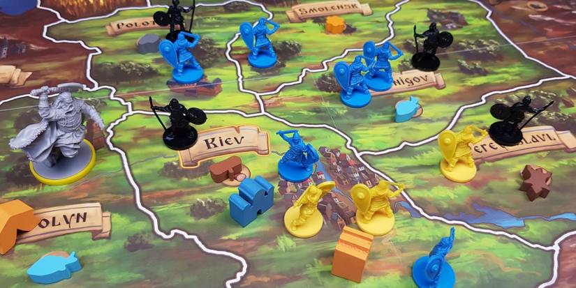 Rurik board game components on board