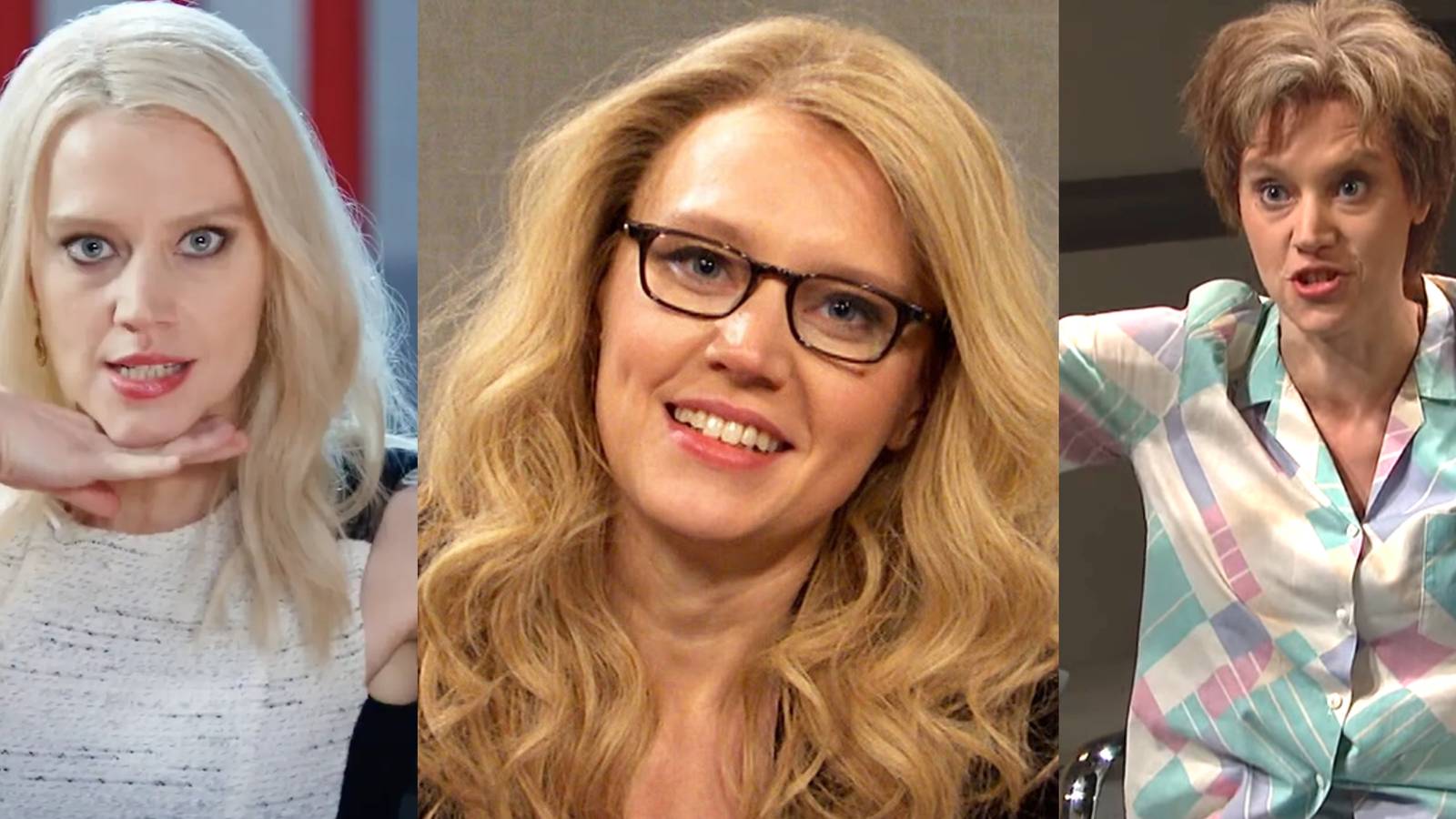 Kate McKinnon as Kellyanne Conway; Kate McKinnon as herself in an SNL cold open; Kate McKinnon as Ms Rafferty in a Close Encounter sketch