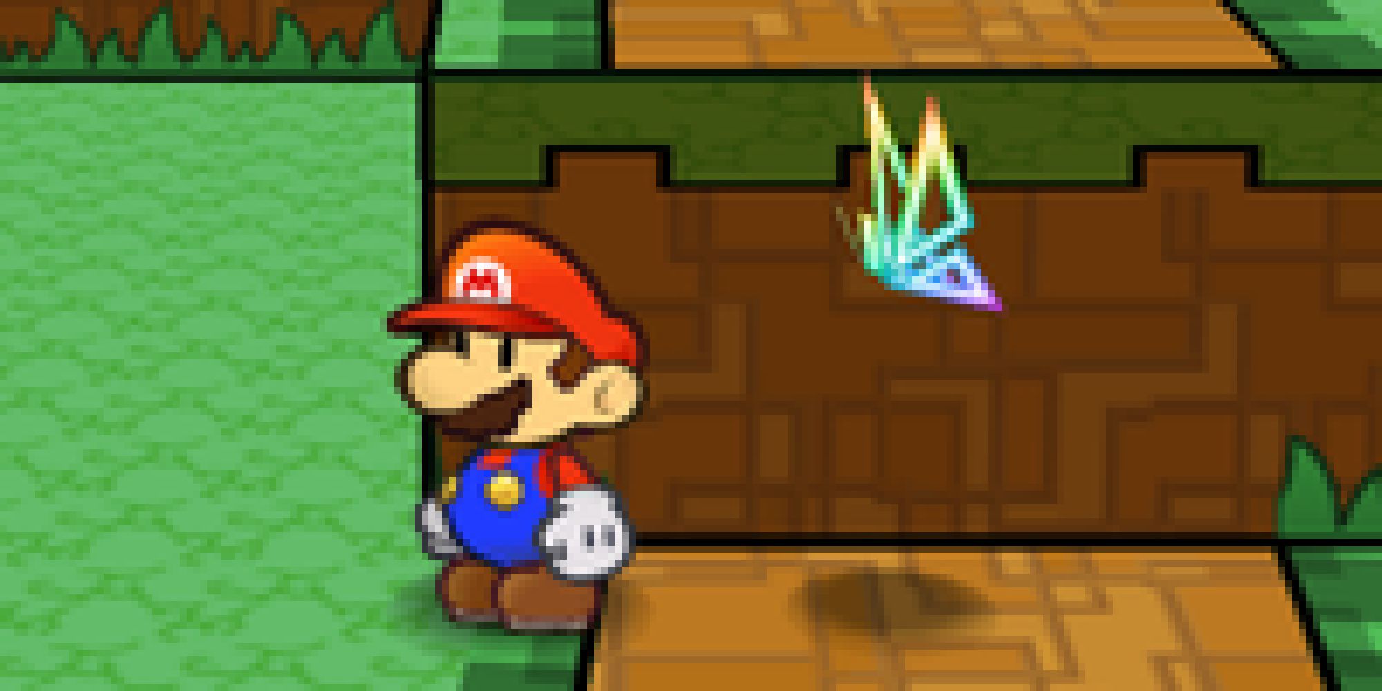 Paper Mario standing in a 3D space next to Tippi in Super Paper Mario