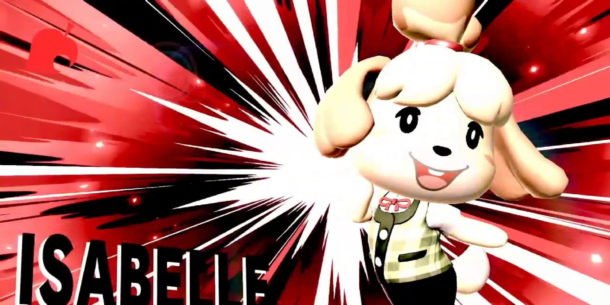 Isabelle smiling and turning backwards in her victory screen