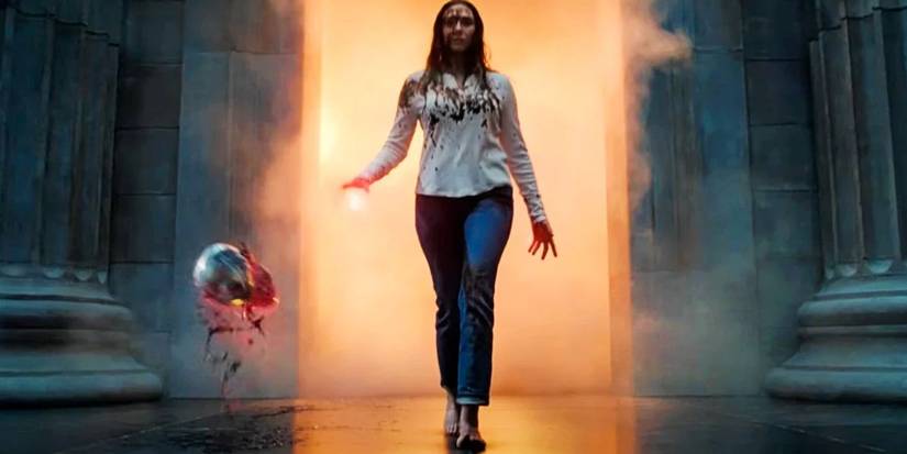 Doctor Strange in Multiverse of Madness Scarlet Witch versus an Ultron Bot