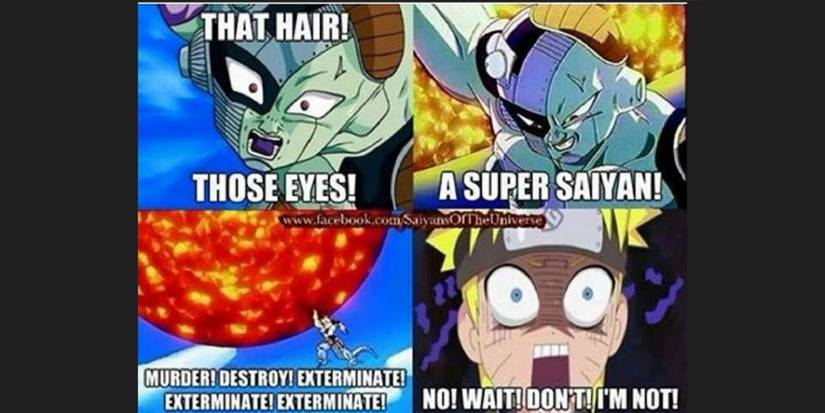 The Naruto x Dragon Ball super saiyan Meme