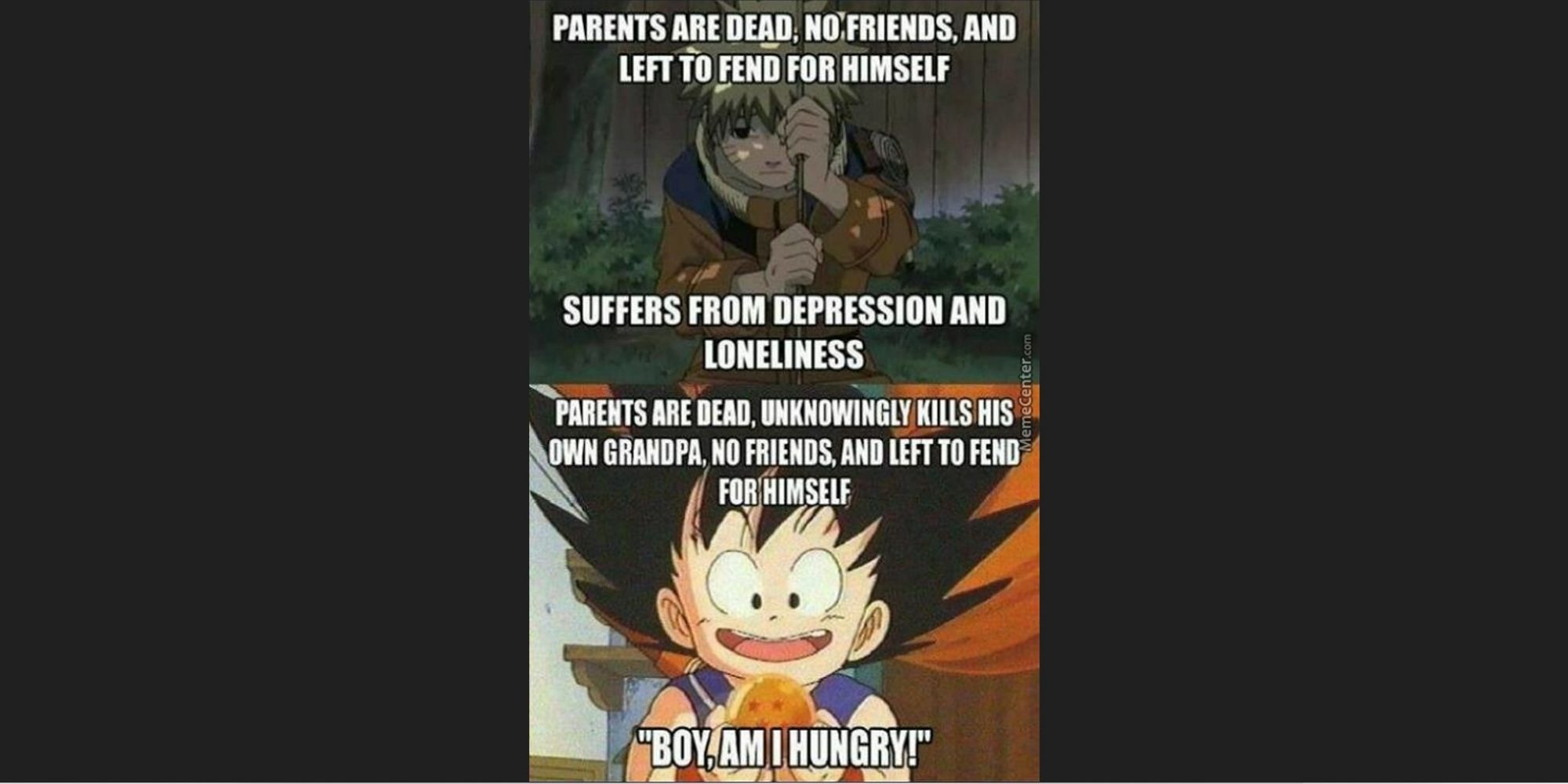 Naruto x Dragon Ball parents are dead Meme