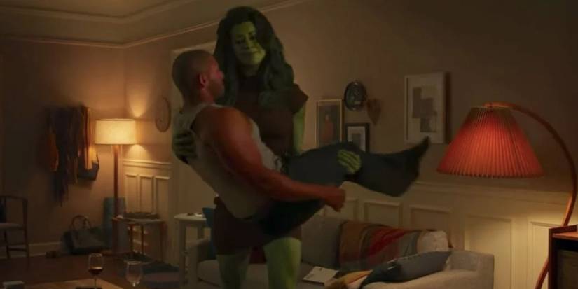 She-Hulk carrying her date to her bedroom in the She-Hulk series