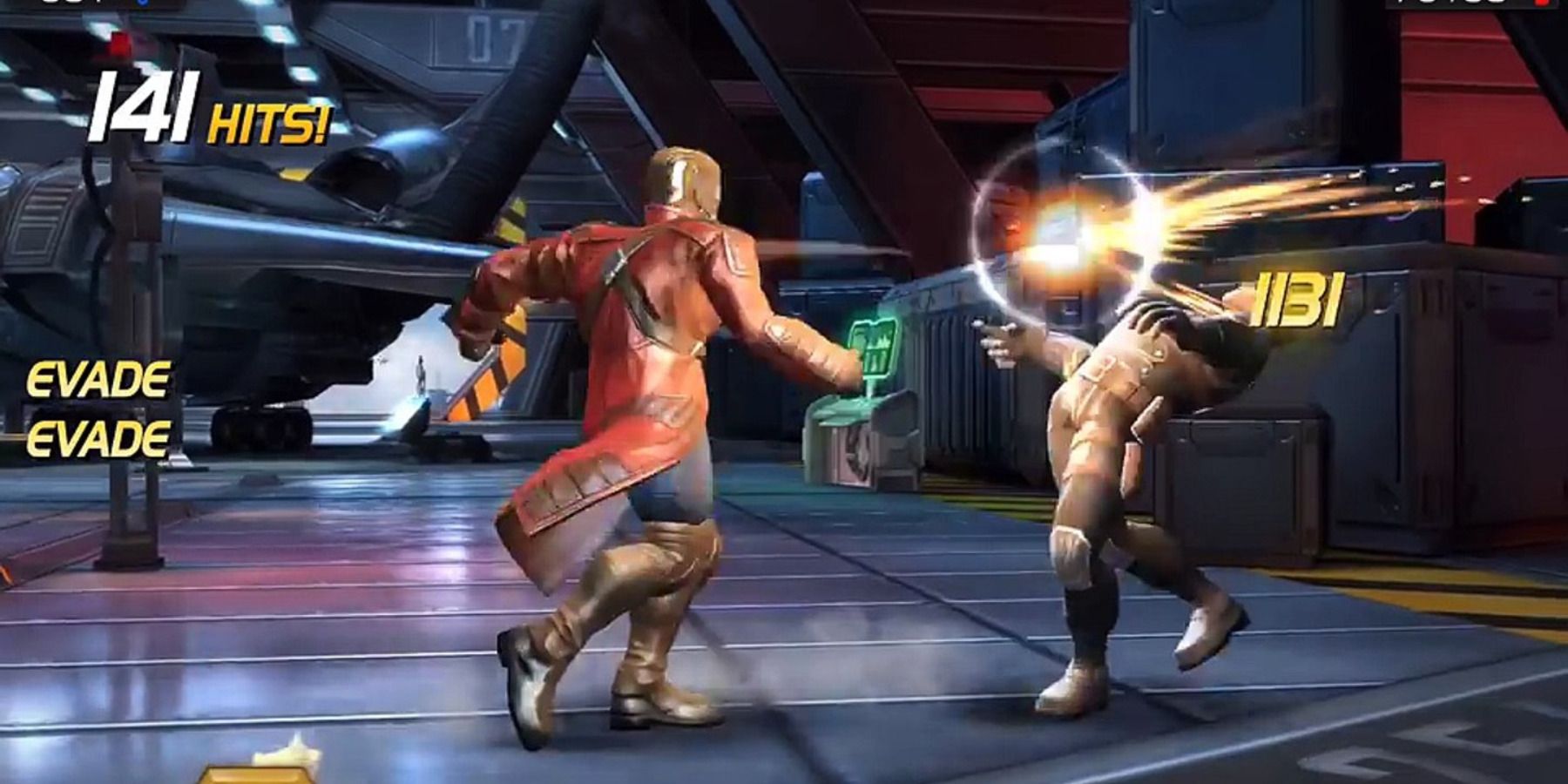 Star-Lord fighting Winter Soldier in Marvel Contest of Champions.