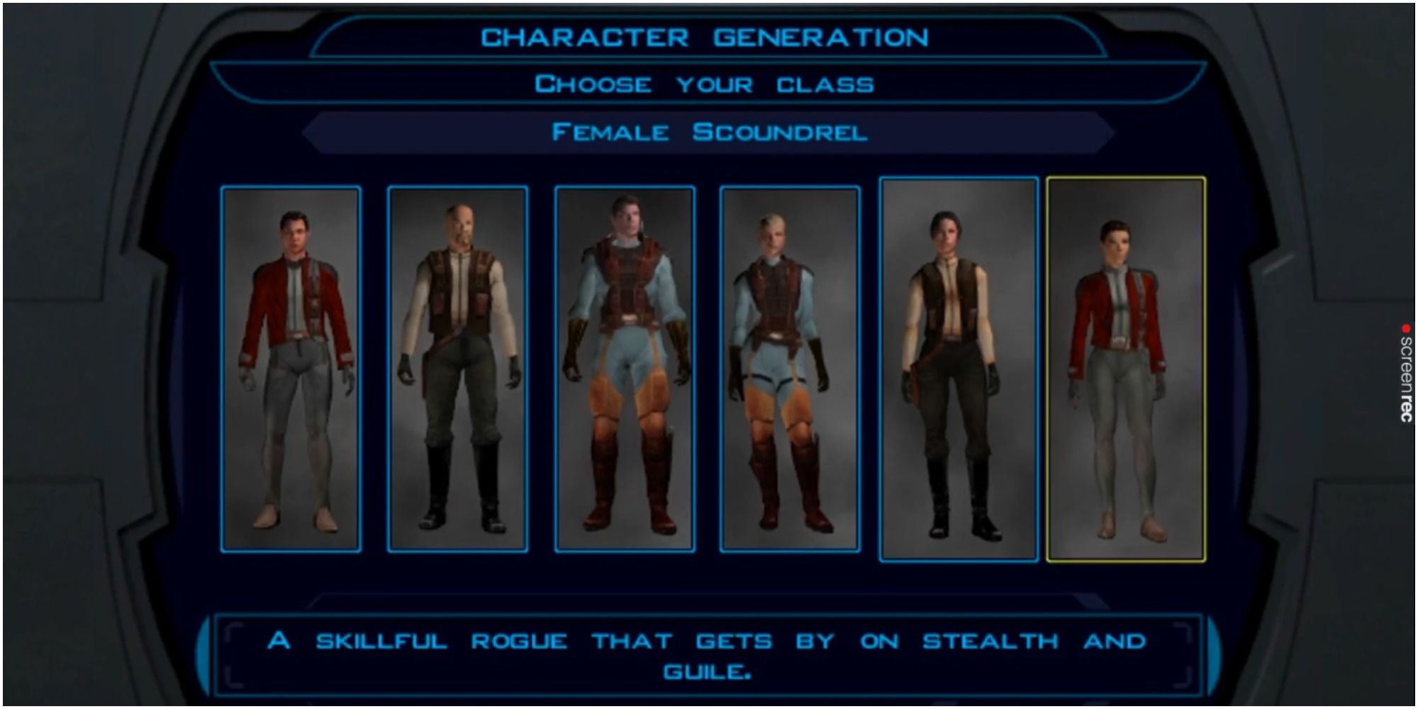 Star Wars Knights of the Old Republic female Scoundrel class