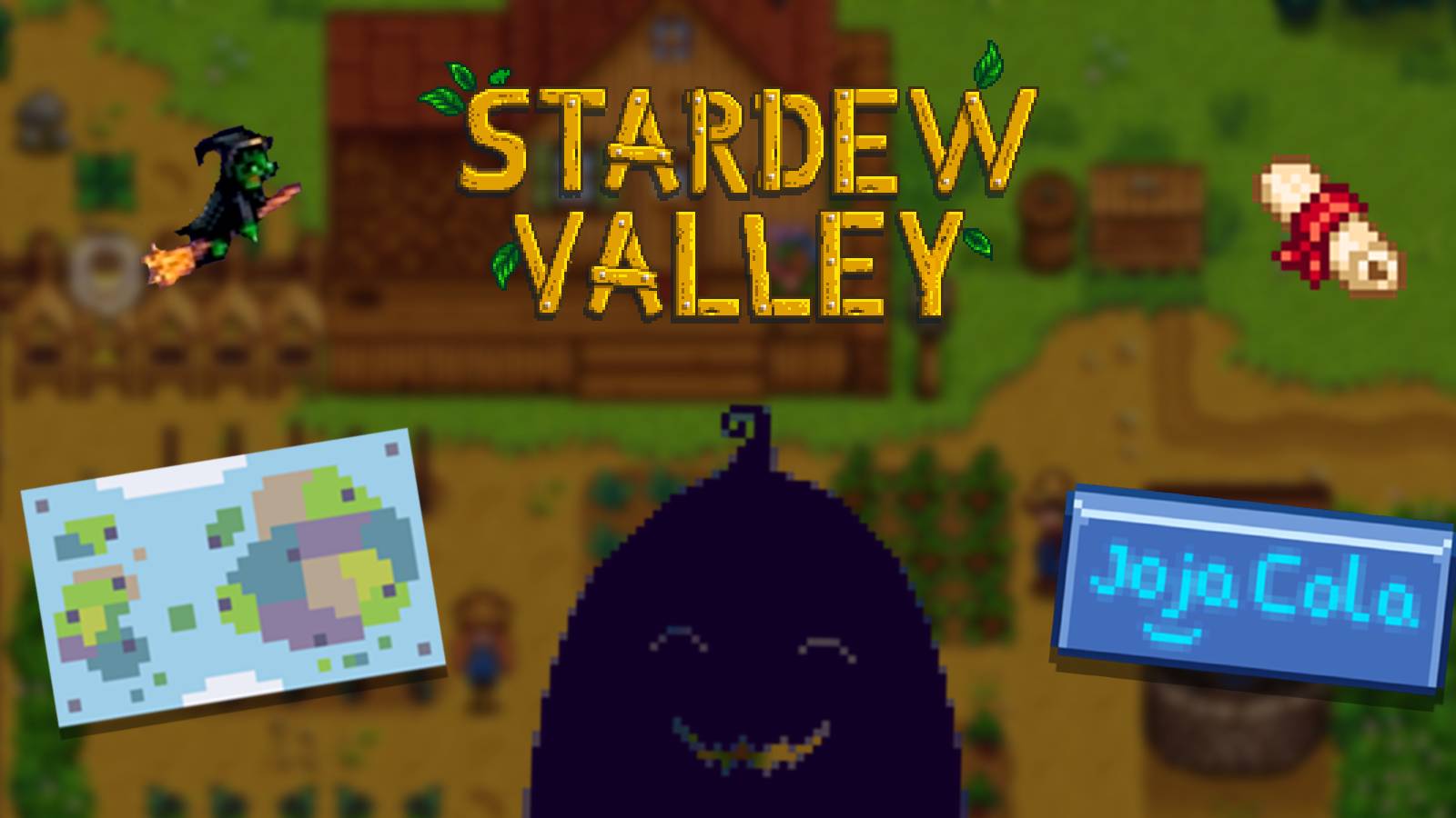 Stardew Valley Krobus map of world witch joja cola light dwarf scroll 
