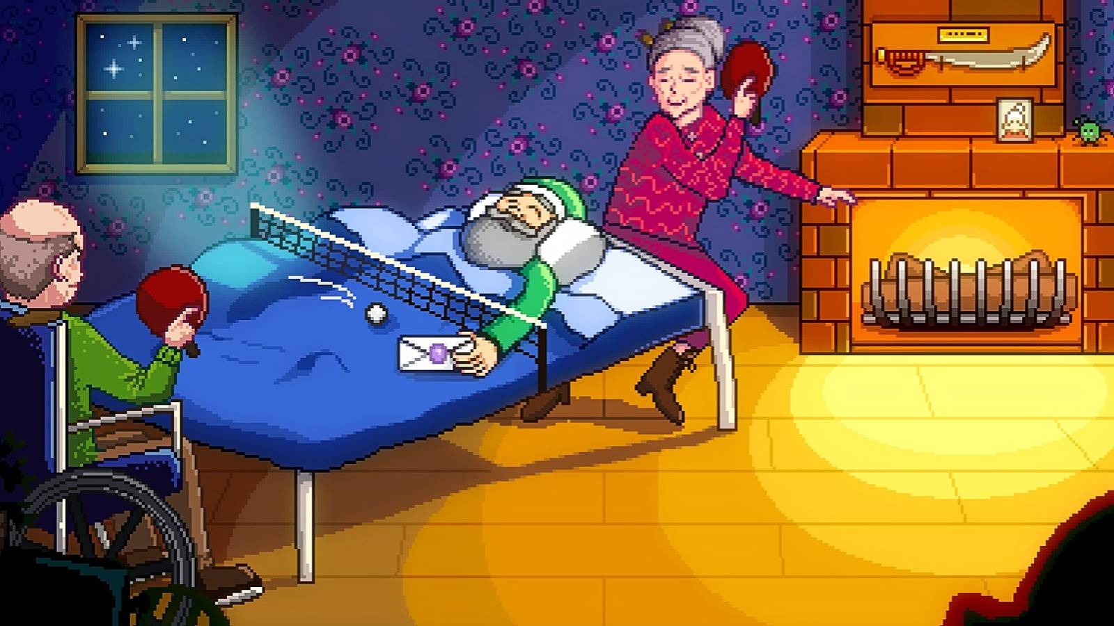 Stardew Valley Grandpa Bed Ping Pong Mod George and Evelyn