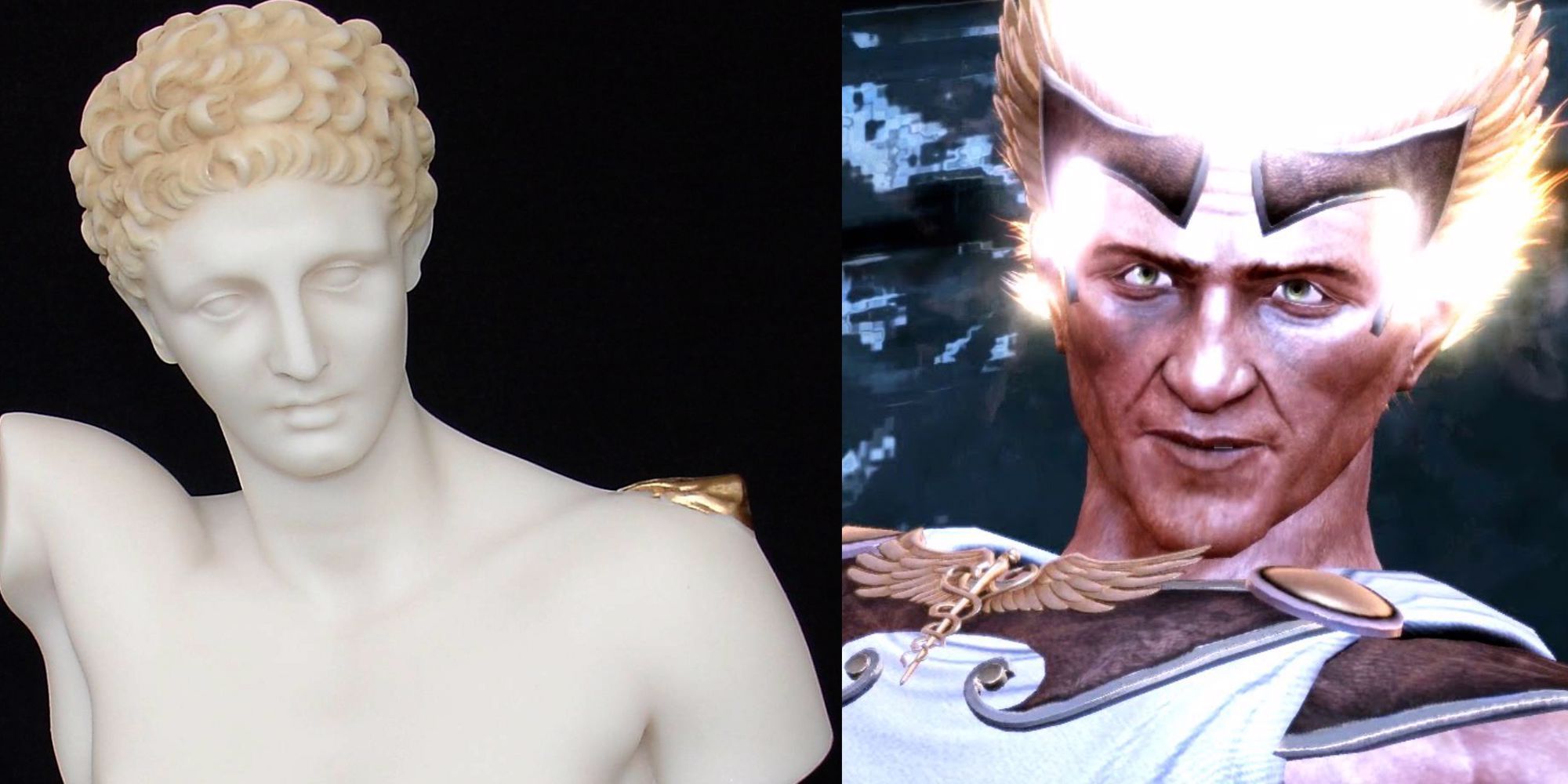 Статуя Гермеса (слева) и Гермеса в God of War 3 (справа)