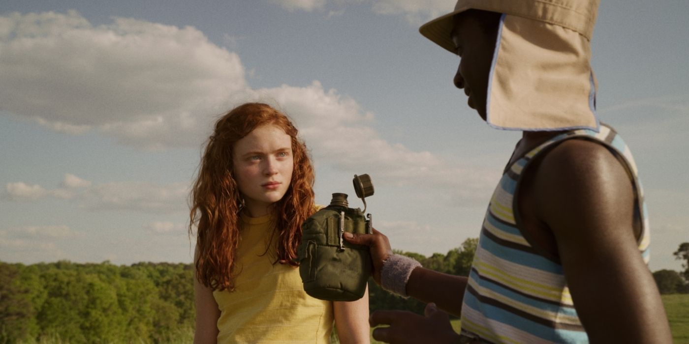 Stranger Things production still of Max and Lucas