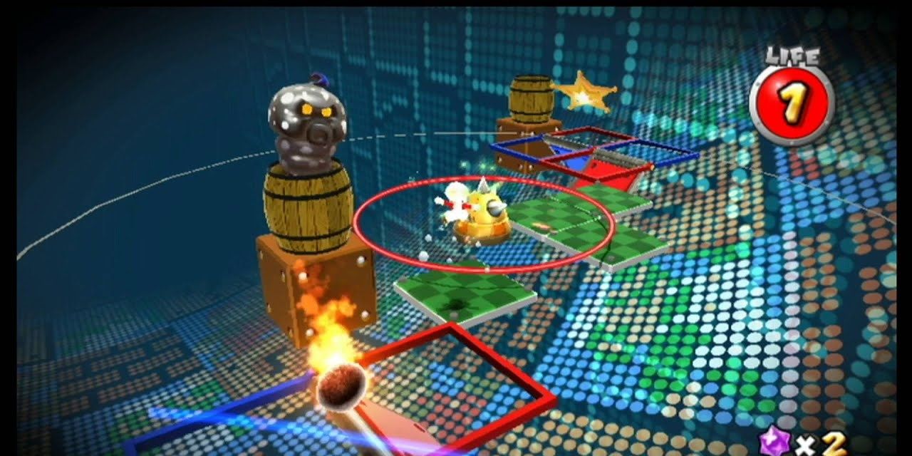 Super Mario Galaxy 2 Марио прыгает по платформам на уровне Perfect Run 