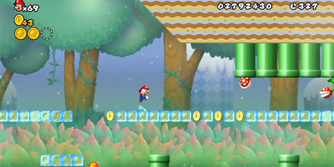 Super Mario World Wii Марио бежит по льду 