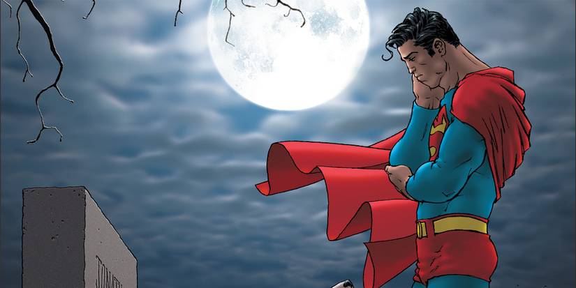 Superman stads at his father's grave in All-Star Superman