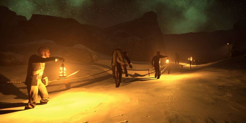 Players walking through snow in Dread Hunger