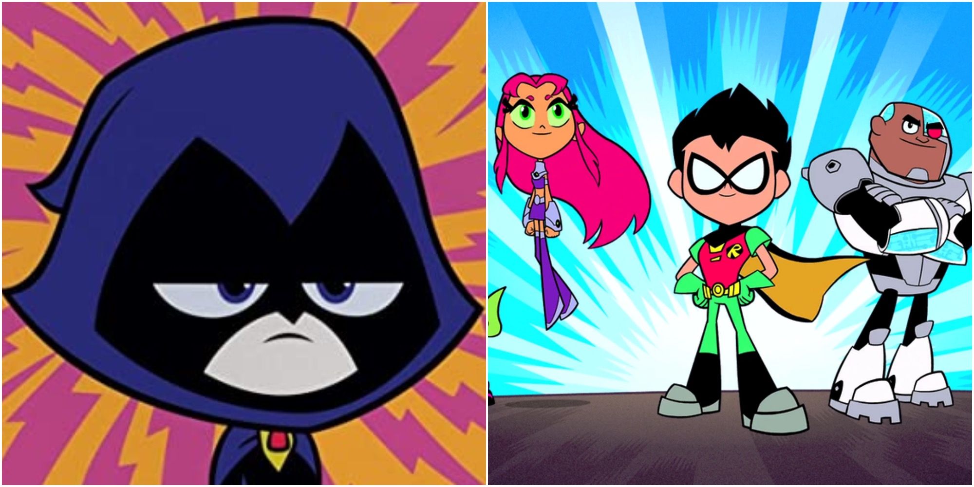 Teen Titans Go Collage Raven, Cyborg, Robin and Starfire