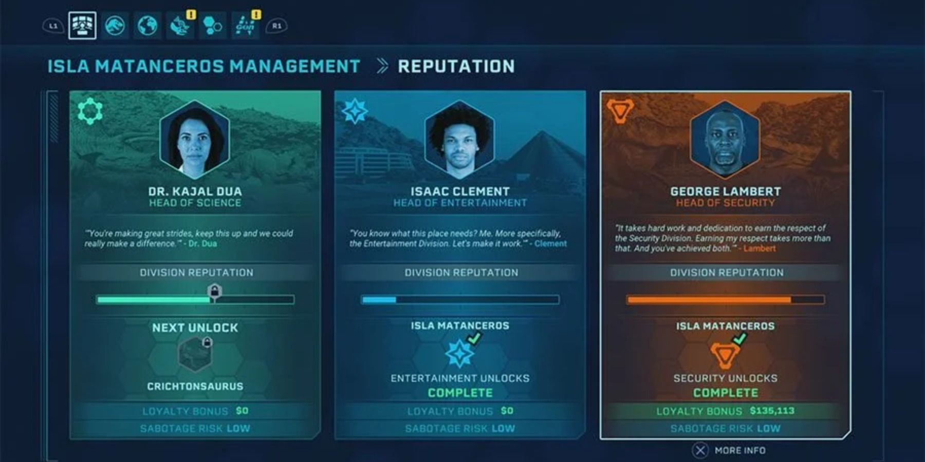 The Division Groups in Jurassic World Evolution 2