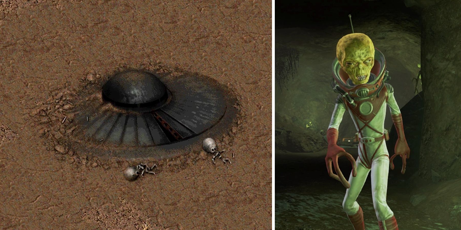 Fallout 1 Alien Encounter Fallout 4 Alien UFO Crash Site Cave