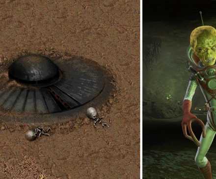 Fallout 1 Alien Encounter Fallout 4 Alien UFO Crash Site Cave