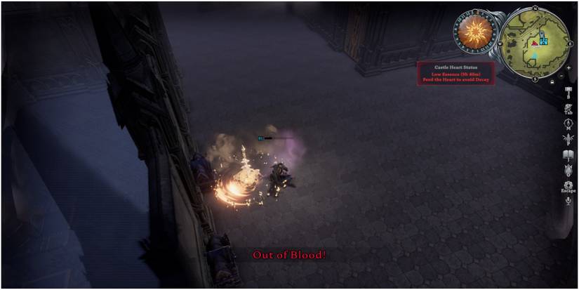 V Rising Attacking With Crushing Blow Mace Inside The Castle