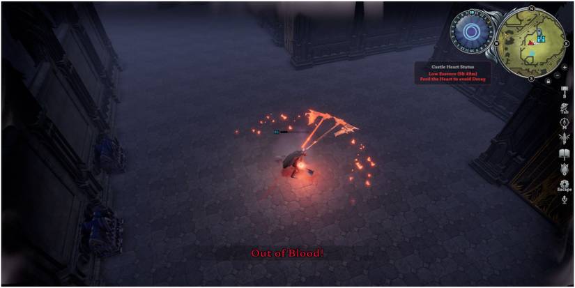 V Rising Attacking With Frenzy Axes Inside The Castle