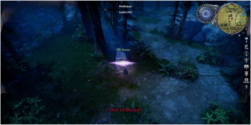 V Rising Gathering Stone From A Rock By Striking It